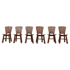 Vintage Set of Six Brutalist Oak Dutch Dining Chairs '6'