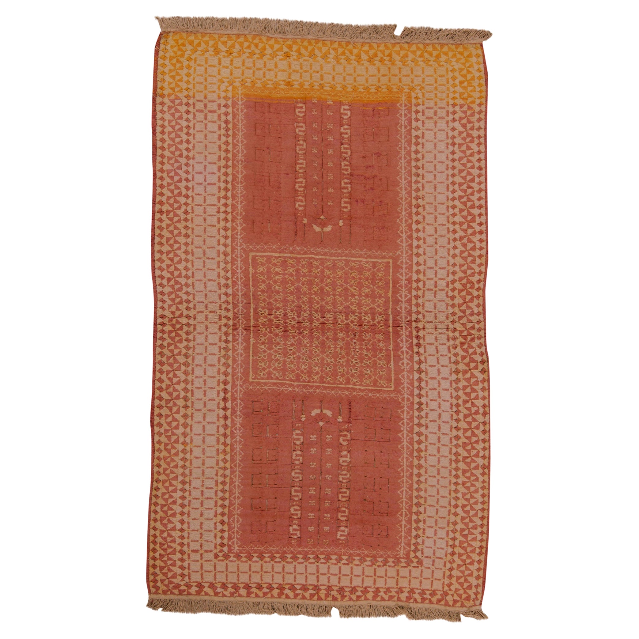 Traditional Handwoven Luxury Cotton Antique Agra Multi For Sale