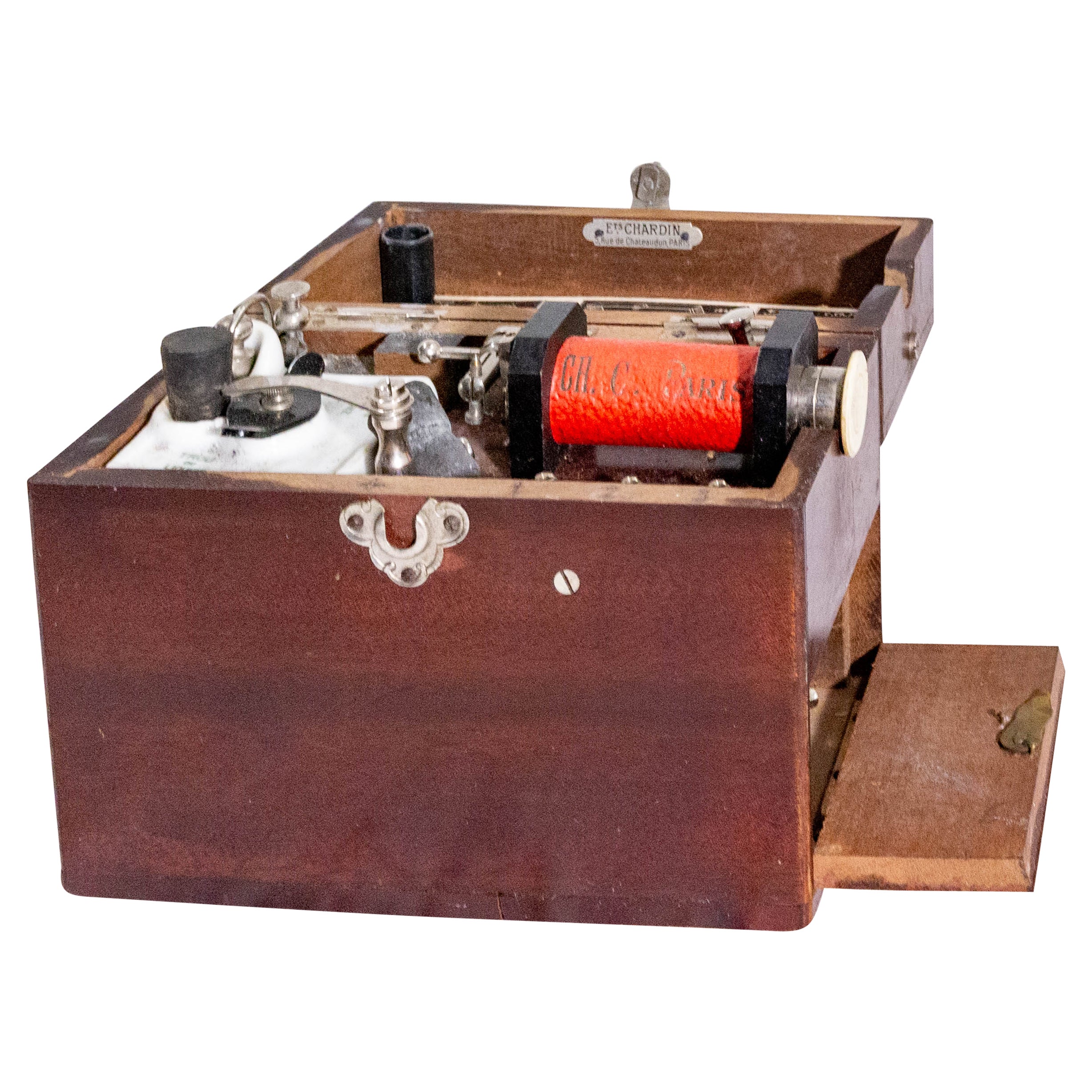 Antique Electromedical Device from Chardin in Wooden Case, France, circa 1910 For Sale