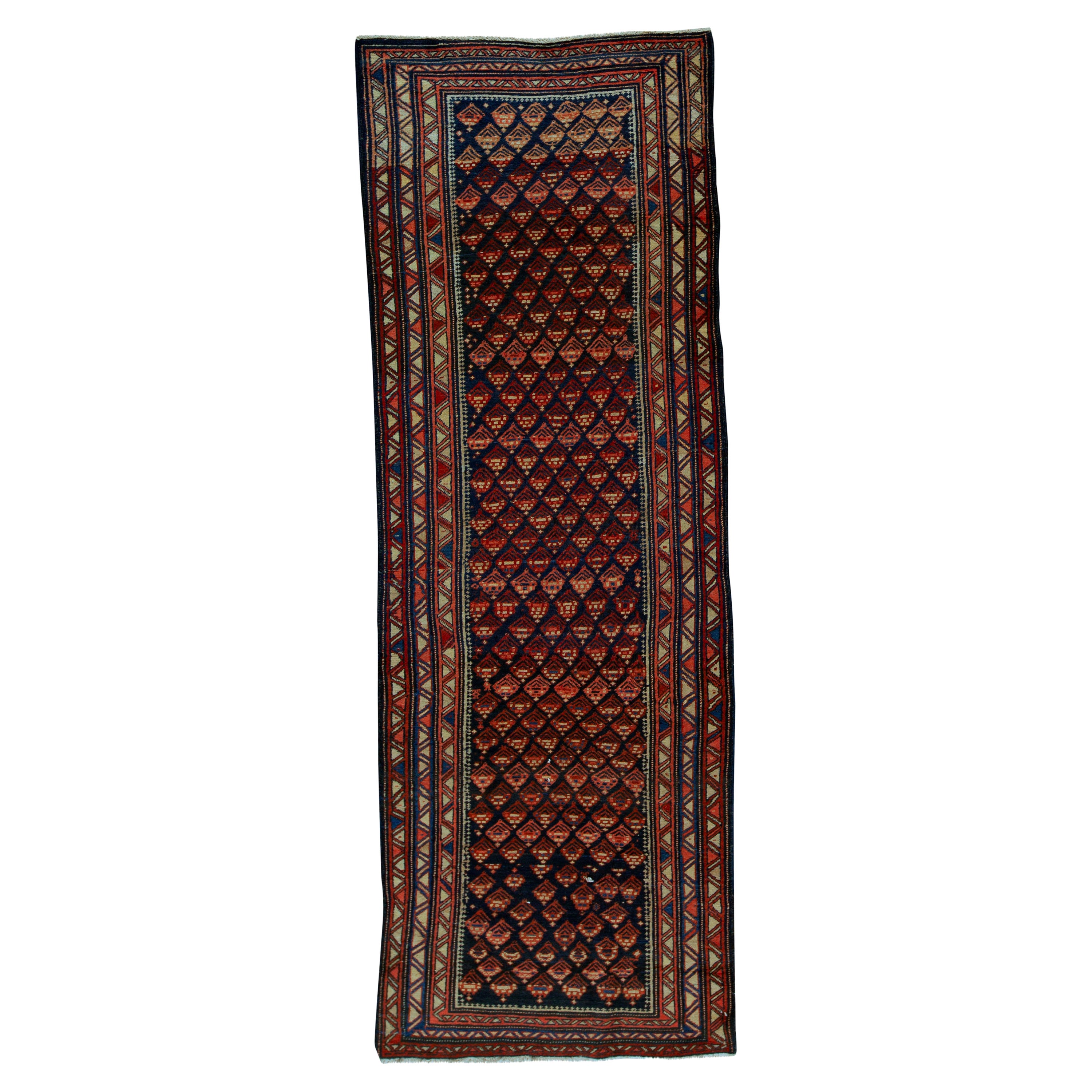   Antique Persian Fine Traditional Handwoven Luxury Wool Multi Runner For Sale