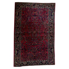 Vintage Persian Fine Traditional Handwoven Luxury Wool Red / Navy Rug