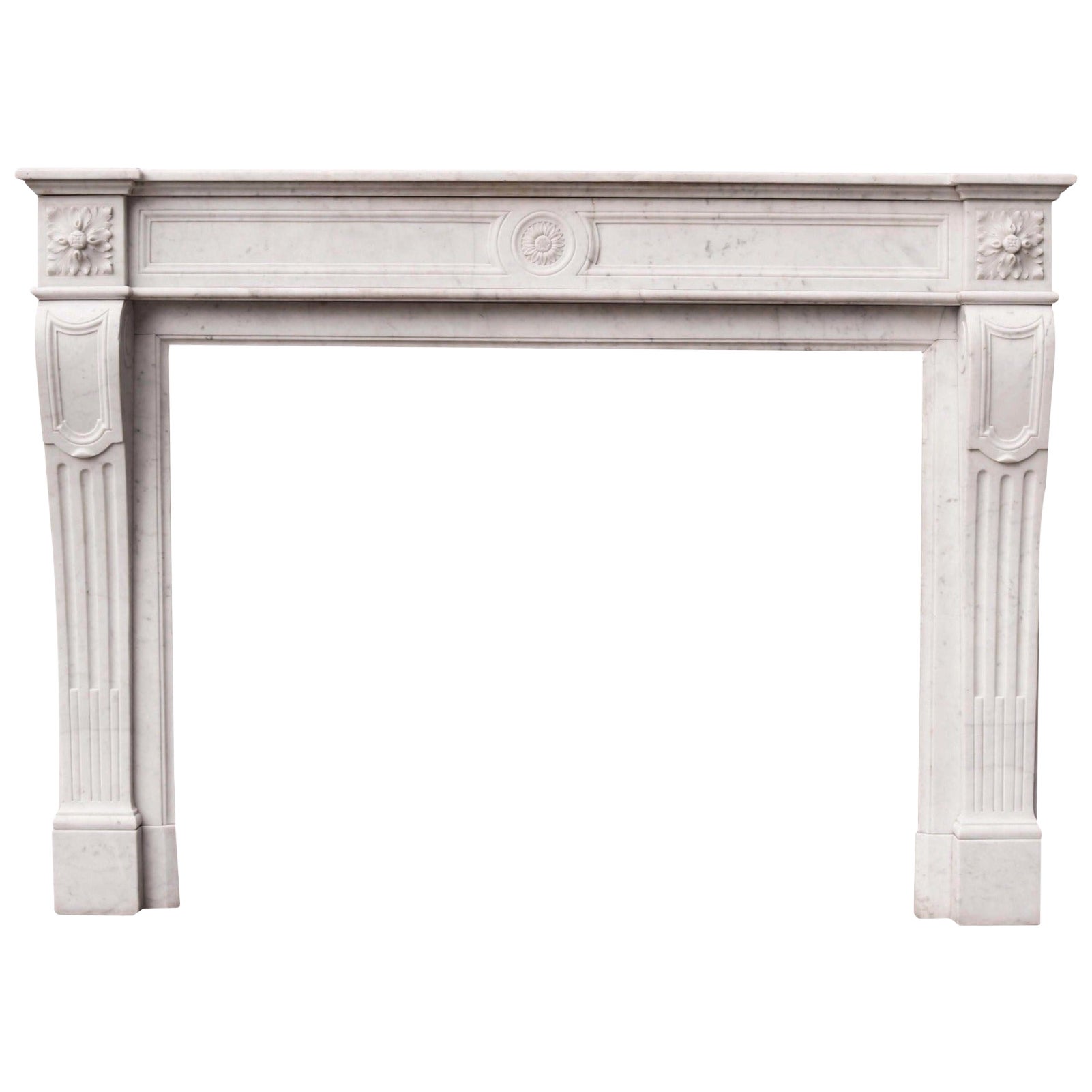 Antique Louis XVI Style Carrara Marble Mantel