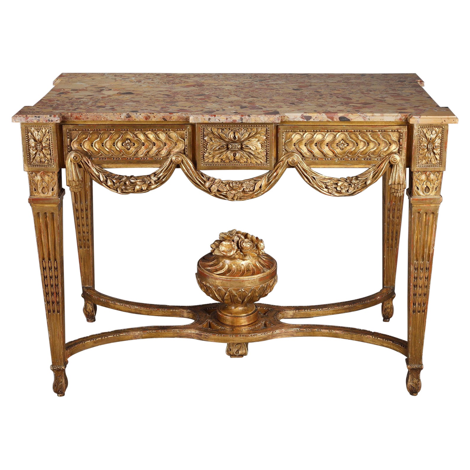 Gilded and Carved Wood Console in the Louis XVI Style