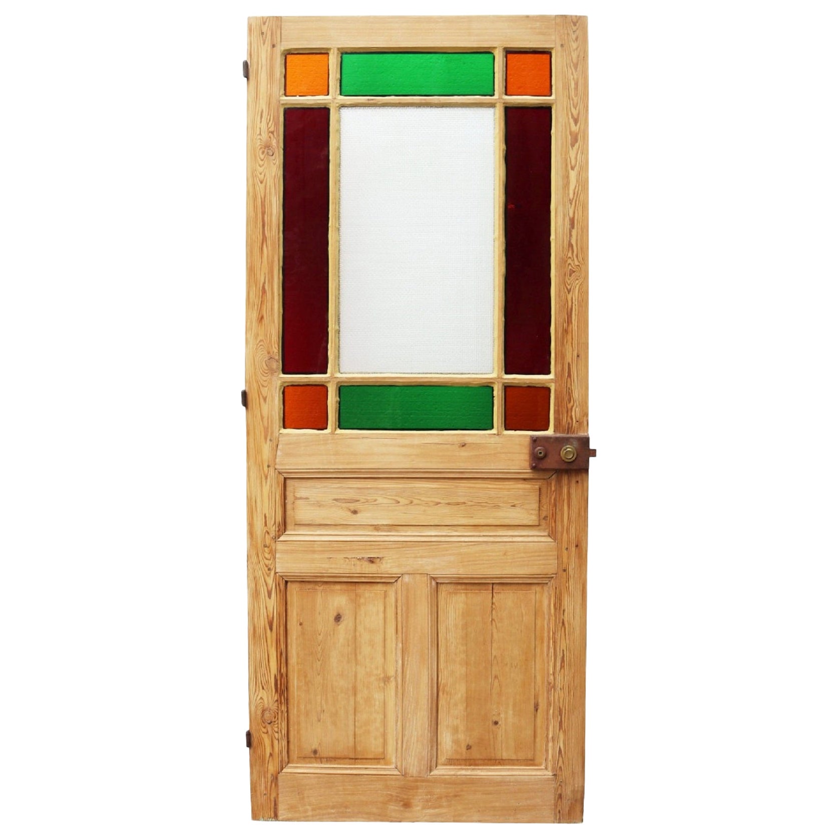 Antique Glazed Pine Door For Sale at 1stDibs