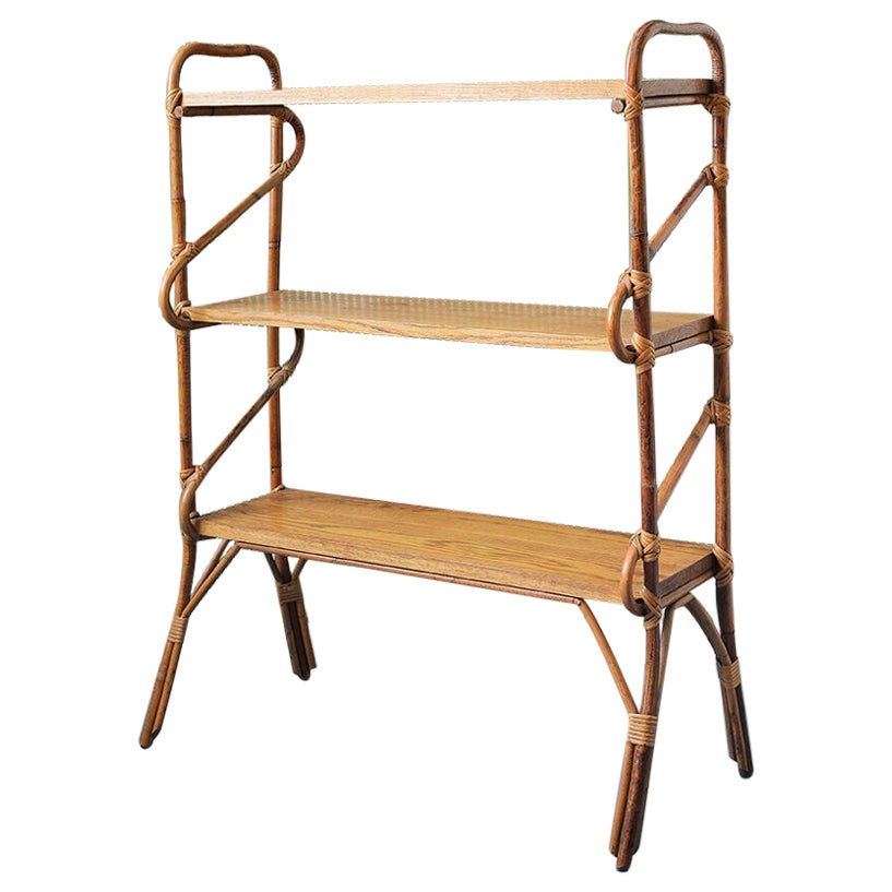 Vintage Bamboo and Rattan Shelf, France 1960's