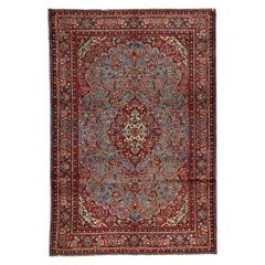   Antique Persian Fine Traditional Handwoven Luxury Wool Blue / Red Rug