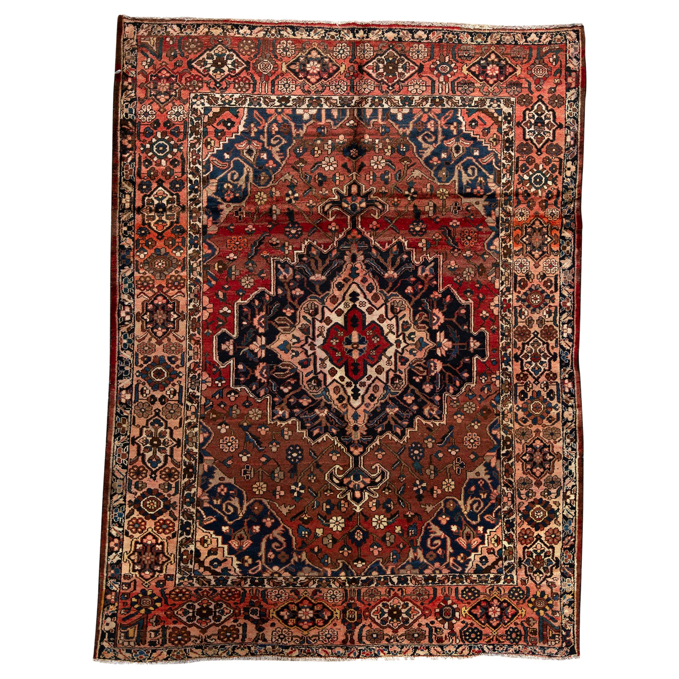 Traditional Handwoven Luxury Semi Antique Persian Wool Red For Sale