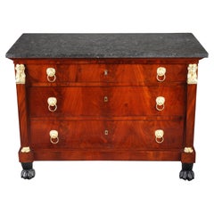 Empire Mahogany Commode Decorated with Gilt Bronze