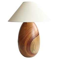 Bolivian Rosewood Lamp with White Linen Shade, Large, Árbol Collection, 41