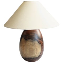 Bolivian Rosewood Lamp with White Linen Shade, Large, Árbol Collection, 43
