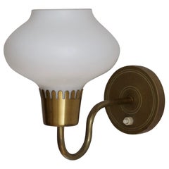 Lyfa, Wall Light / Sconce, Brass, Milk Glass, Denmark, 1940s