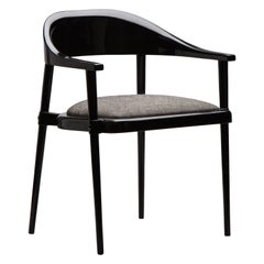 Luxueux fauteuil de salle à manger et fauteuil noir élégant laqué avec tissu d'ameublement