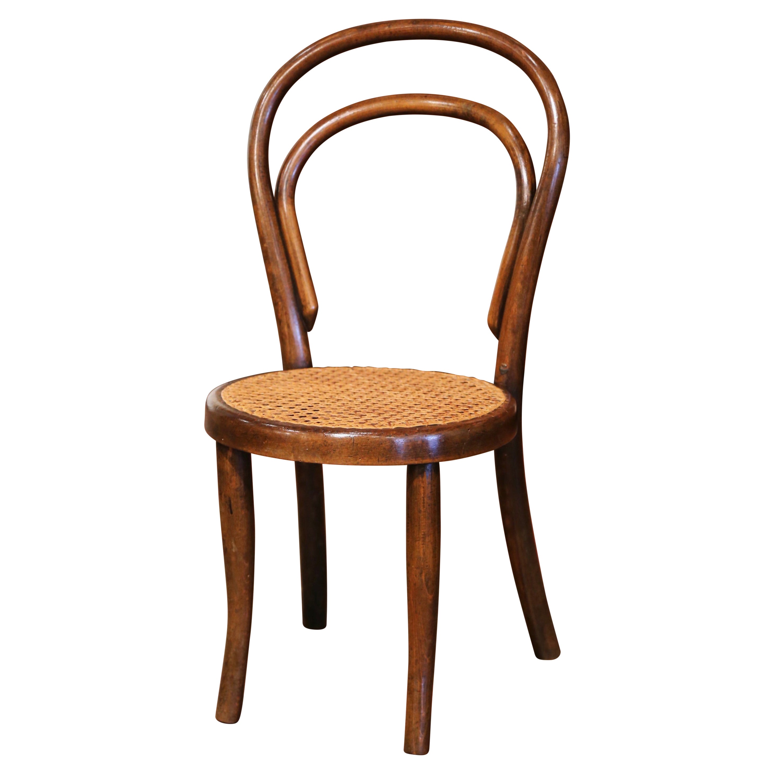 Early 20th Century French Bentwood and Cane Baby Chair Thonet Style For Sale