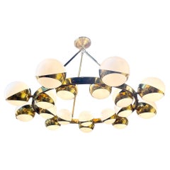 Modern Murano Glass and Brass Suspension 18 Light Chandelier