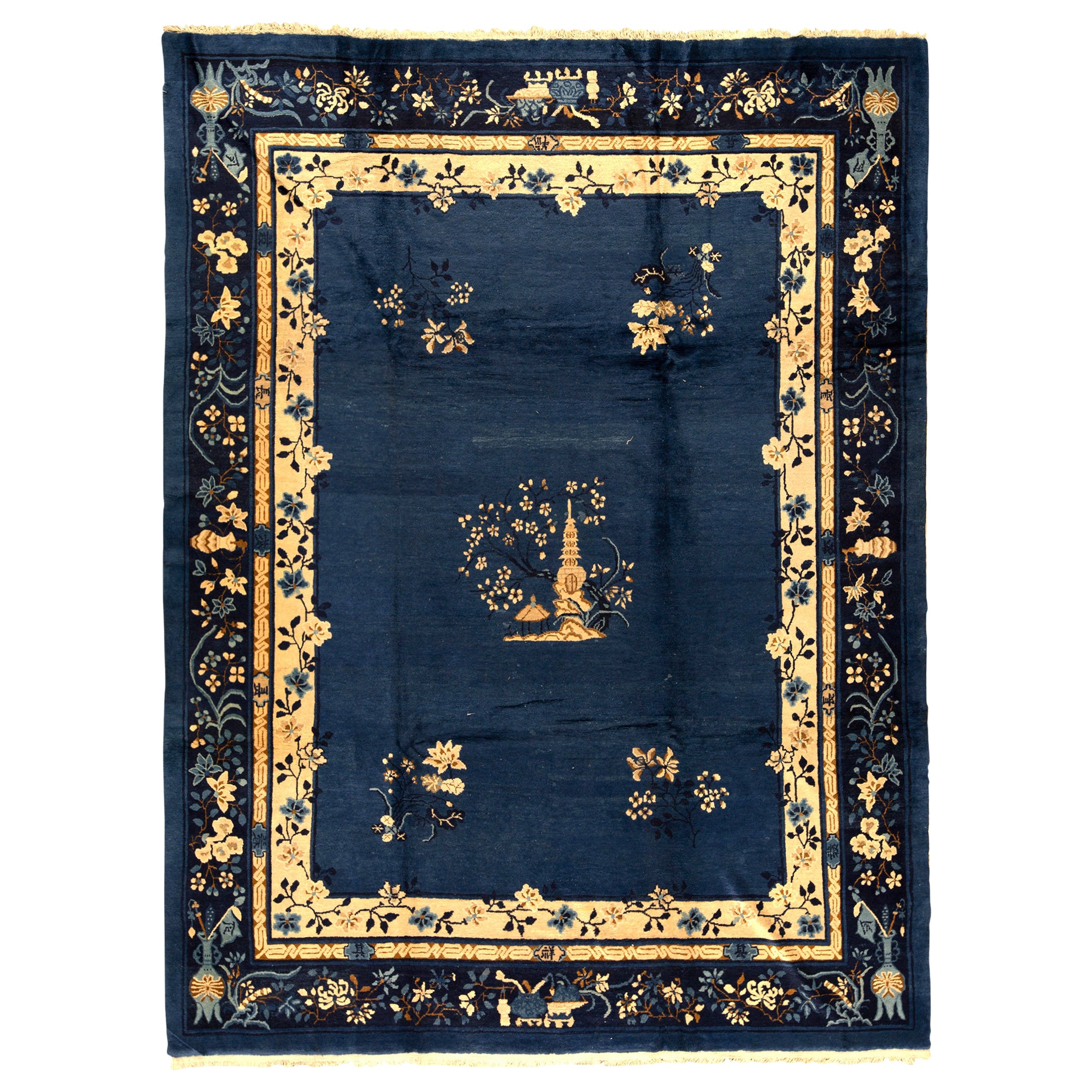 Traditional Handwoven Luxury Wool Antique Chinese Blue / Navy