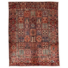 Lana Persa Tradicional Tejida a Mano de Lujo Semi Antigua Multi / Roja