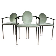 2 chaises chromées Belgo de style Hollywood Regency vert menthe, 1980