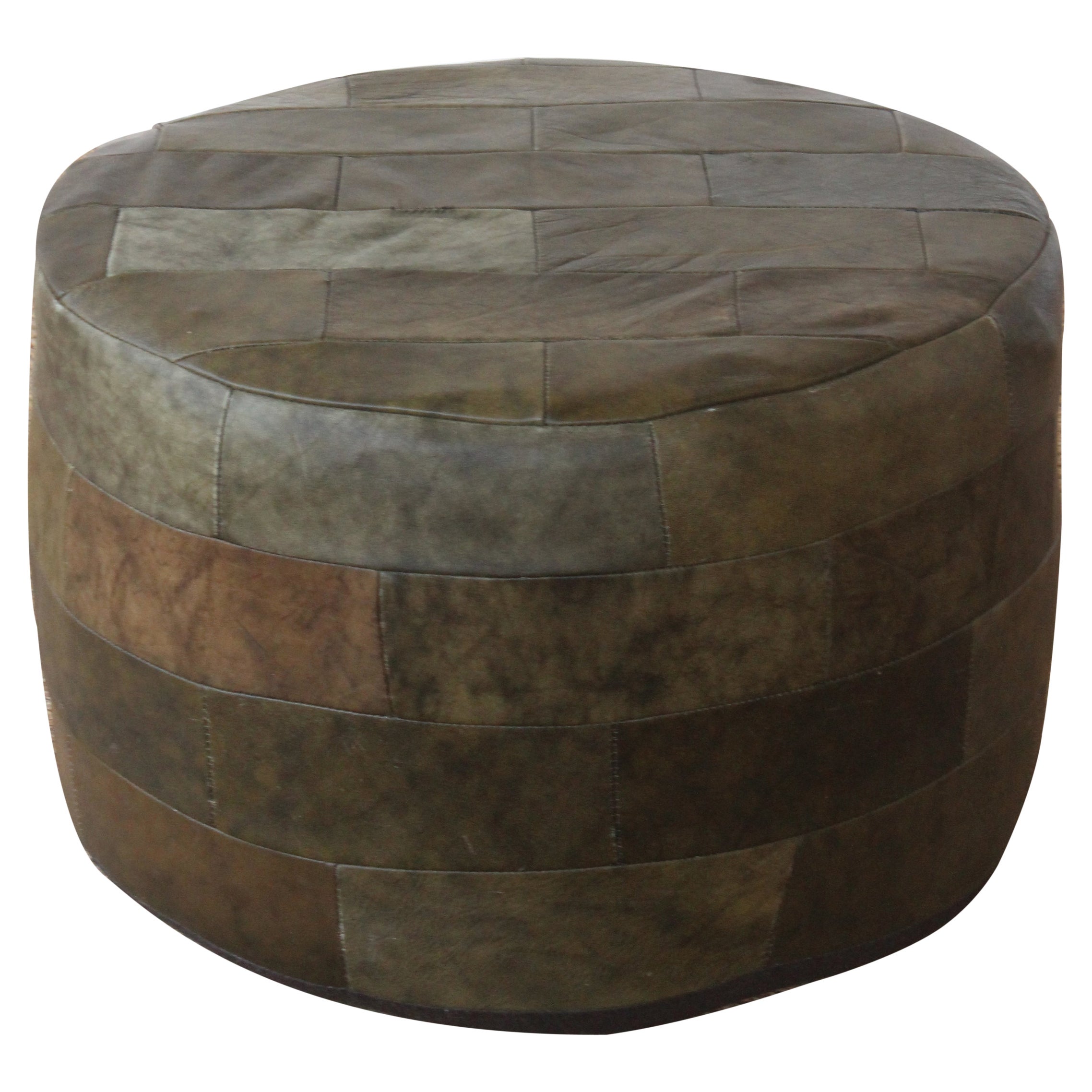 Patchwork Green Leather Ottoman by De Sede, Switzerland, 1960s
