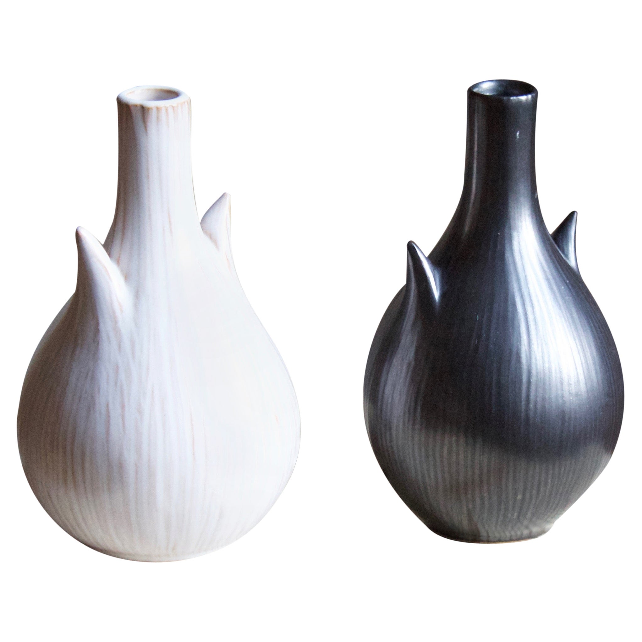 Ejvind Nielsen, Freeform Vases, Glazed Stoneware, Artists Studio, Denmark, 1950s