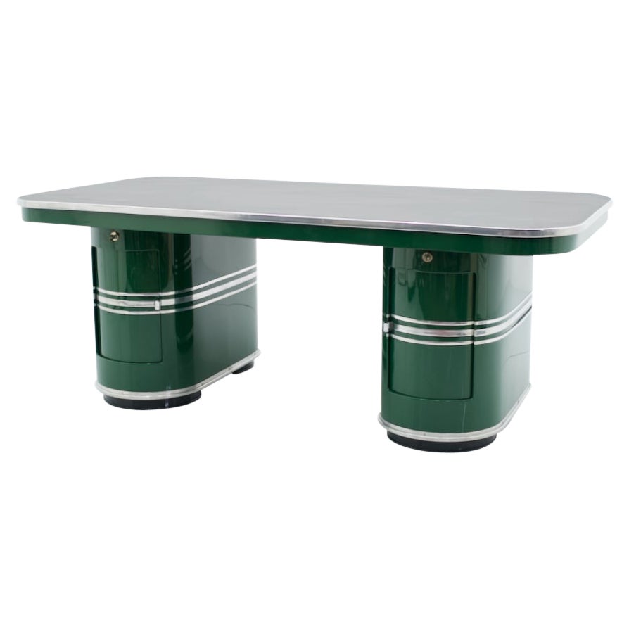 Mauser Rundform 'Berlin' Writing Desk in British Racing Green, Germany, 1950 For Sale