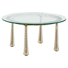 20th Century Eugenio Quarti Coffee Table in Brass and Murano Spiral Glass '30s