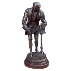 Grande figura di musicista in bronzo francese, dopo Mathurin Moreau