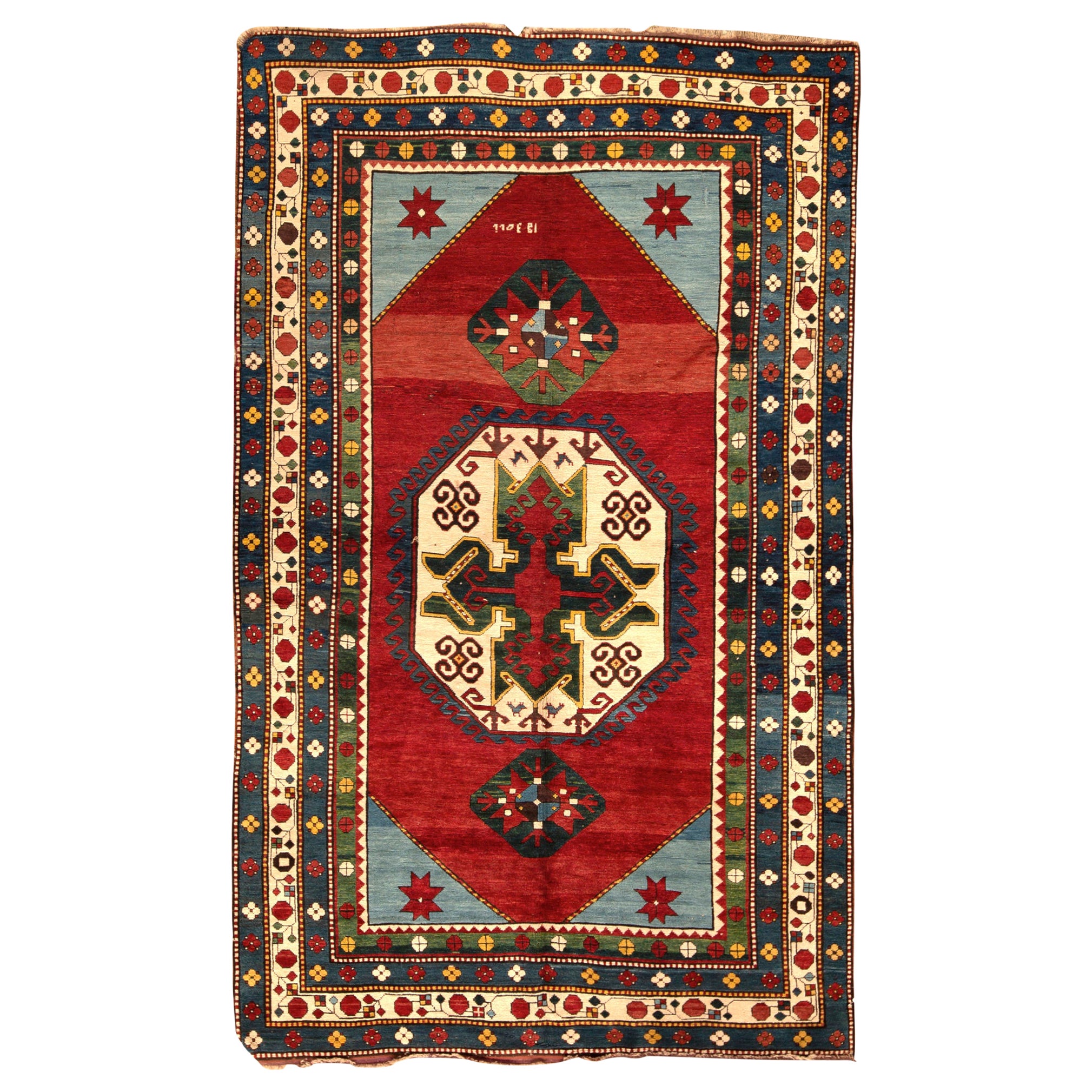 Antique Persian Fine Traditional Handwoven Luxury Wool Red / Ivory Rug For Sale