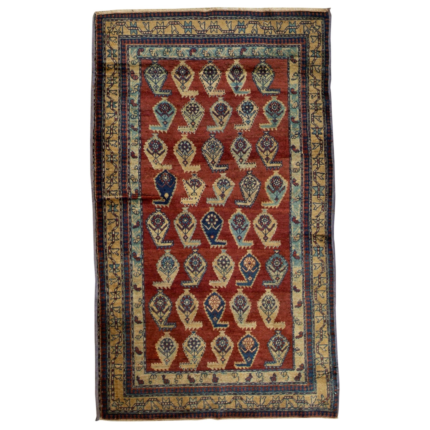 Antique Persian Fine Traditional Handwoven Luxury Wool Rust / Gold Rug