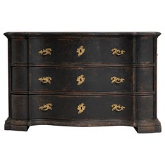 Mid 18th Century Swedish Black Late Baroque Chest of Drawers 