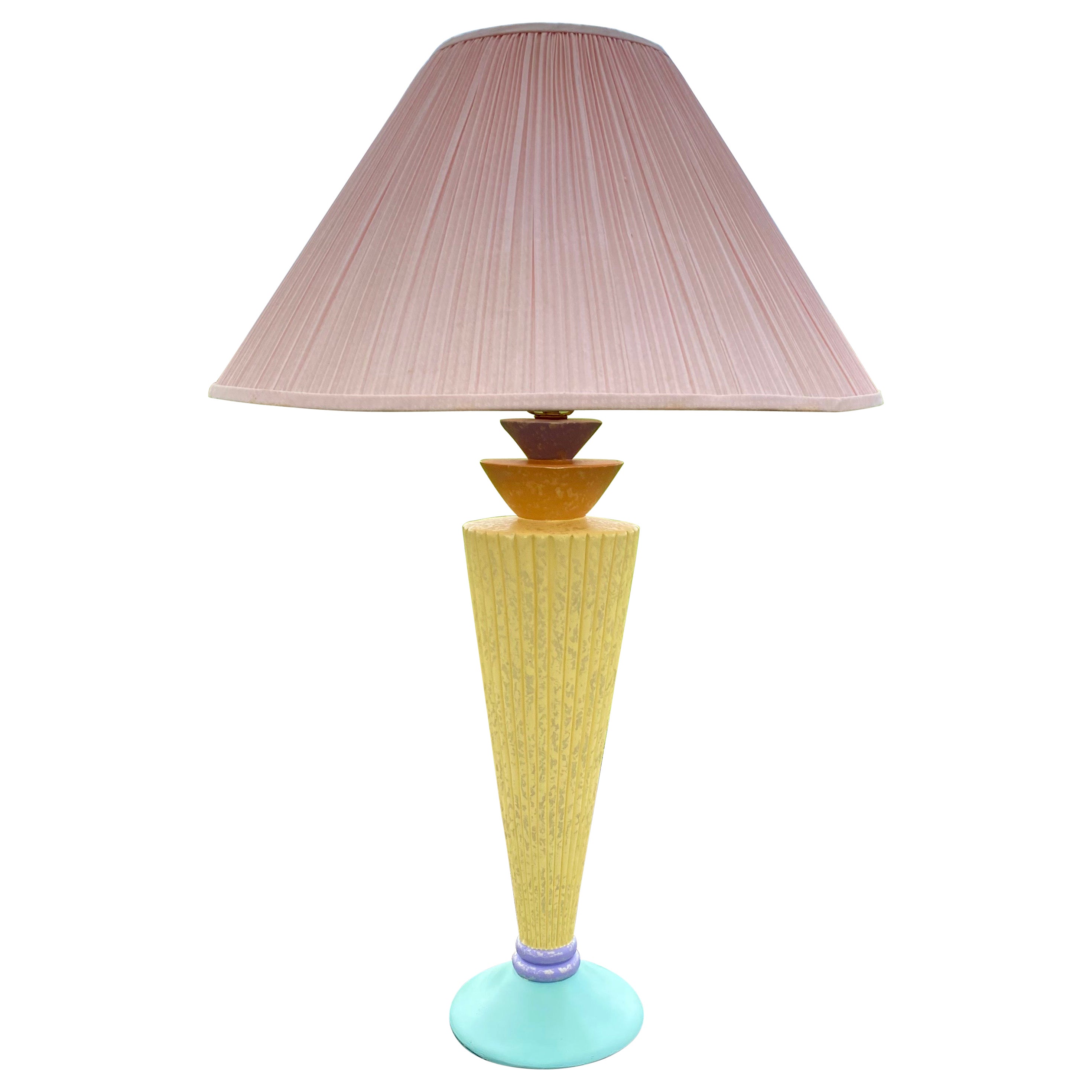 1980s Post Modern Ceramic Memphis Style Vintage Pink Orb Lamps