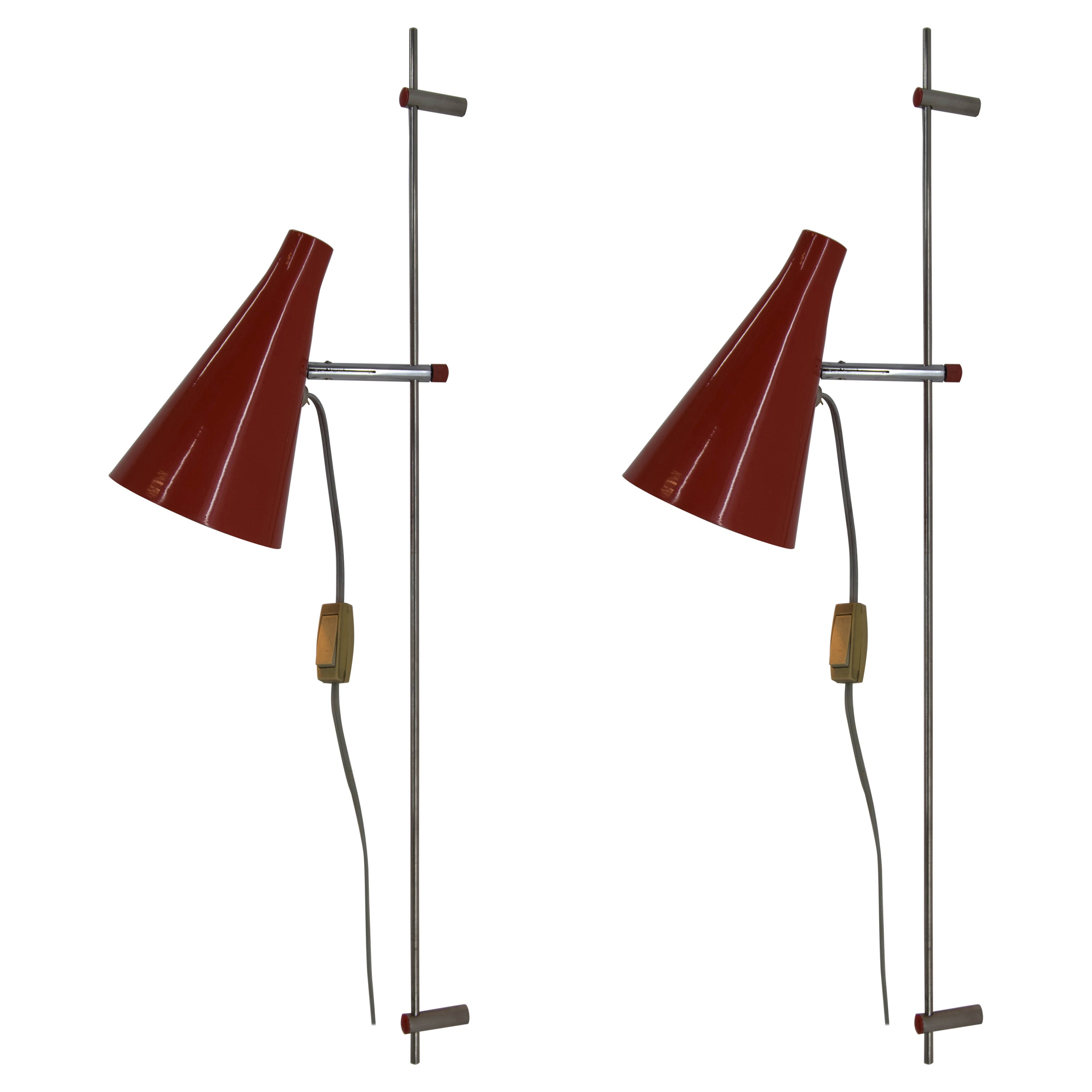 Rare Set of Two Wall Lamps by Josef Hurka, 1960s