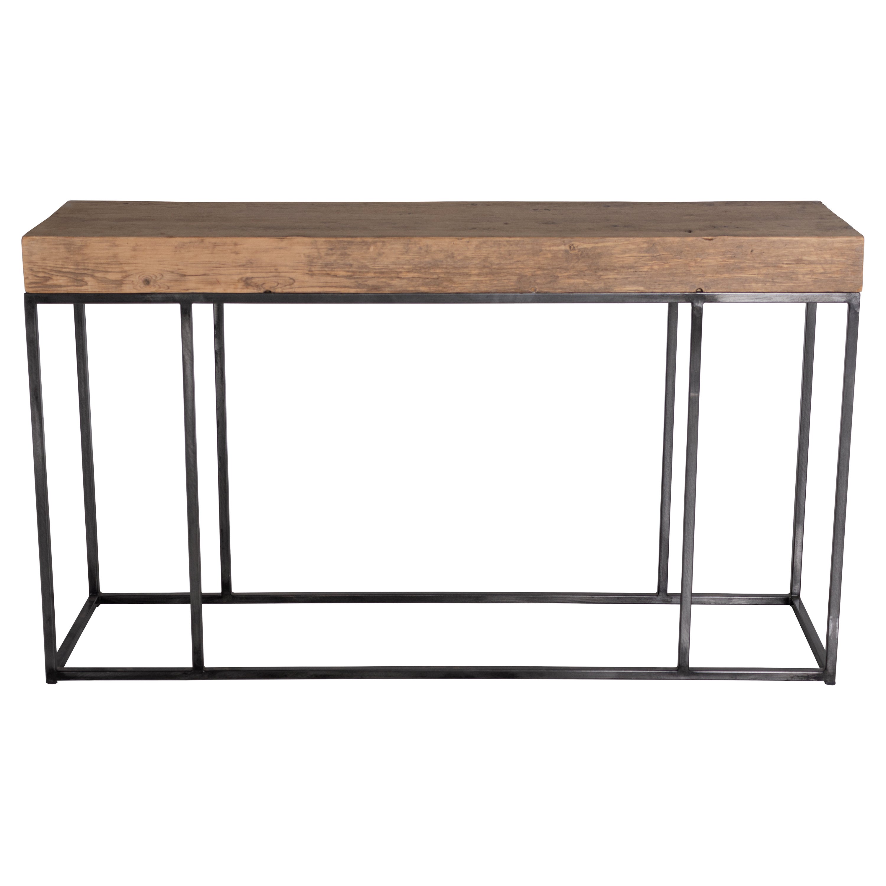 Console Table Made from Reclaimed Elm with Steel Base