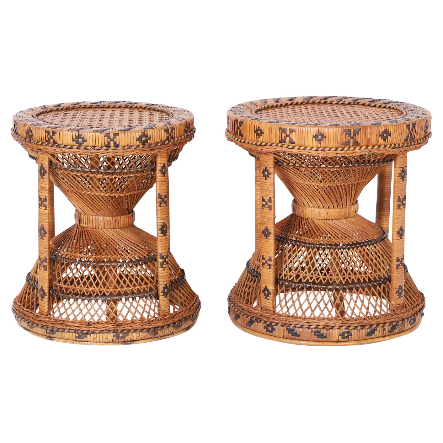 Near Pair of Anglo Indian Stools or Ottomans