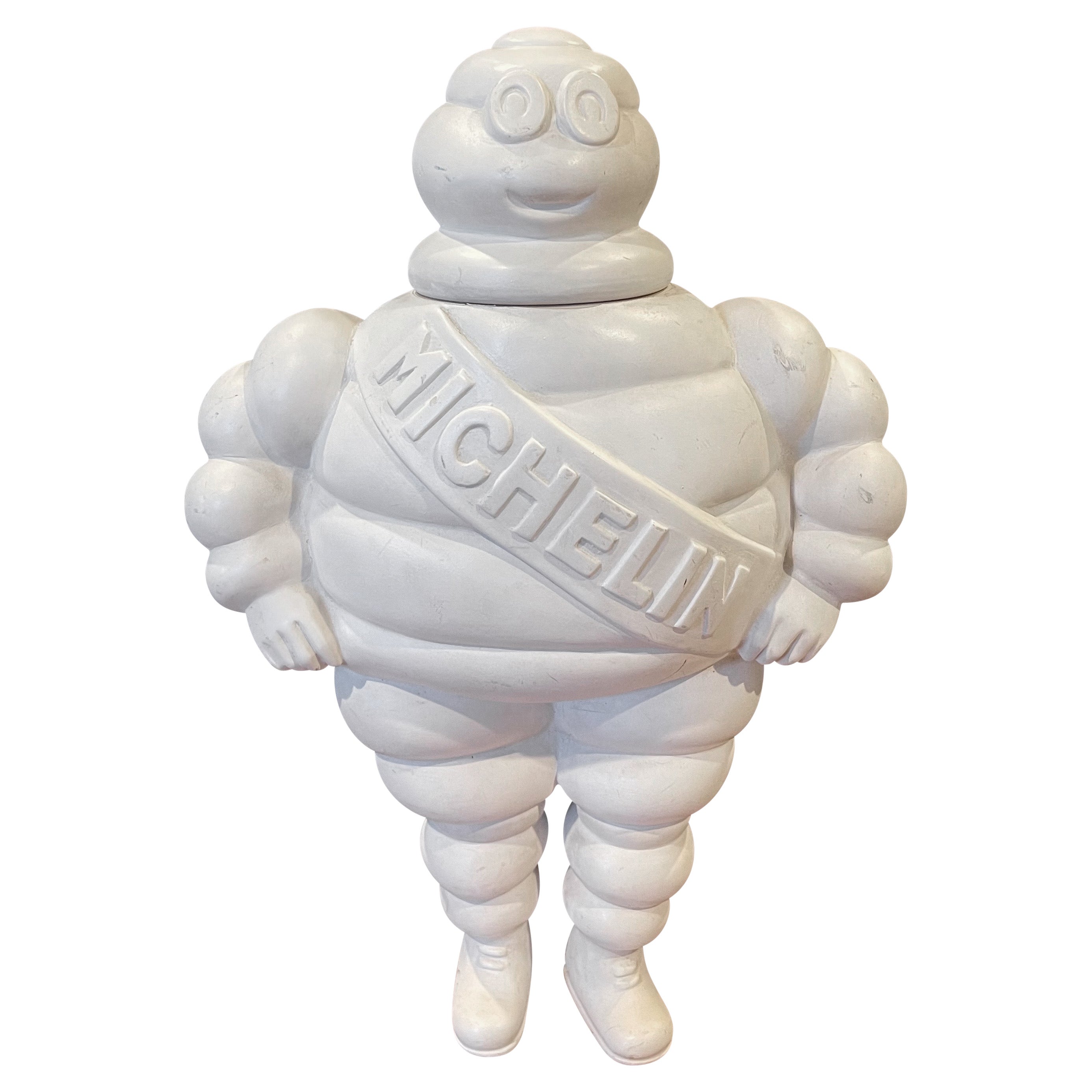 Michelin Man painted aluminium collectable Michelin man mascot standing on base 