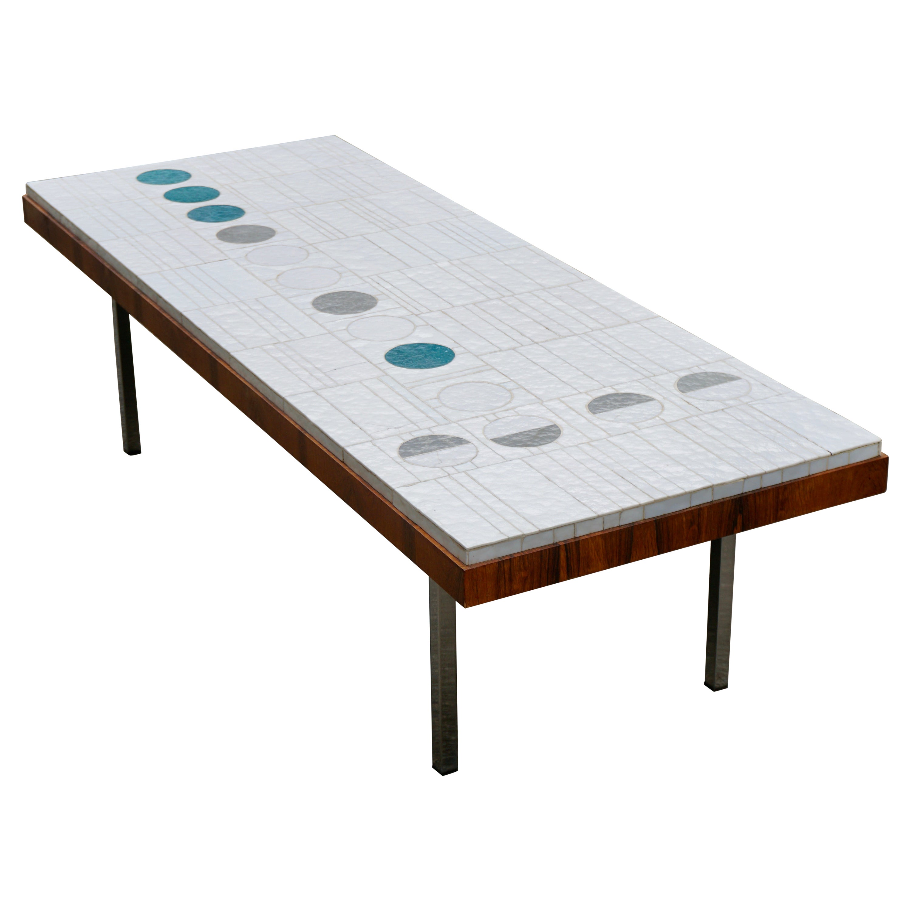 Table basse italienne en carreaux abstraits dans le style de Pia Manu en vente