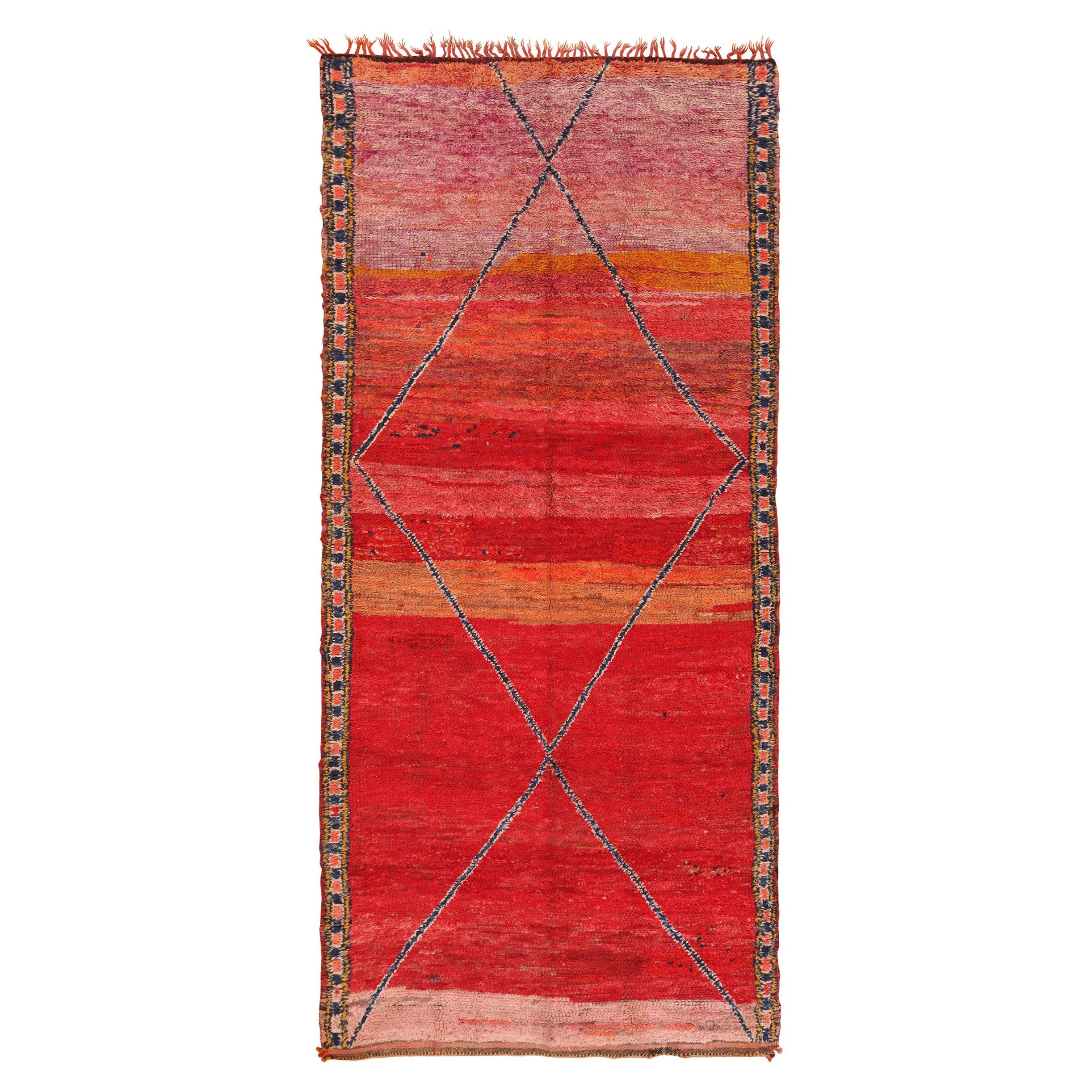 Marokkanischer Vintage-Teppich. Größe: 5 Fuß 8 Zoll x 12 Fuß 