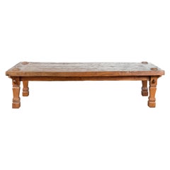 Antique 19th Century Indonesian Madurese Coffee Table with Carved Legs and Raised Joints