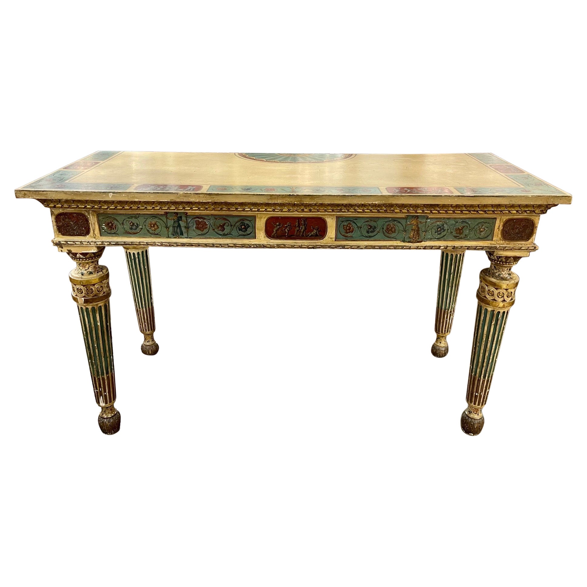 19th Century Italian Carved and Painted Console Table