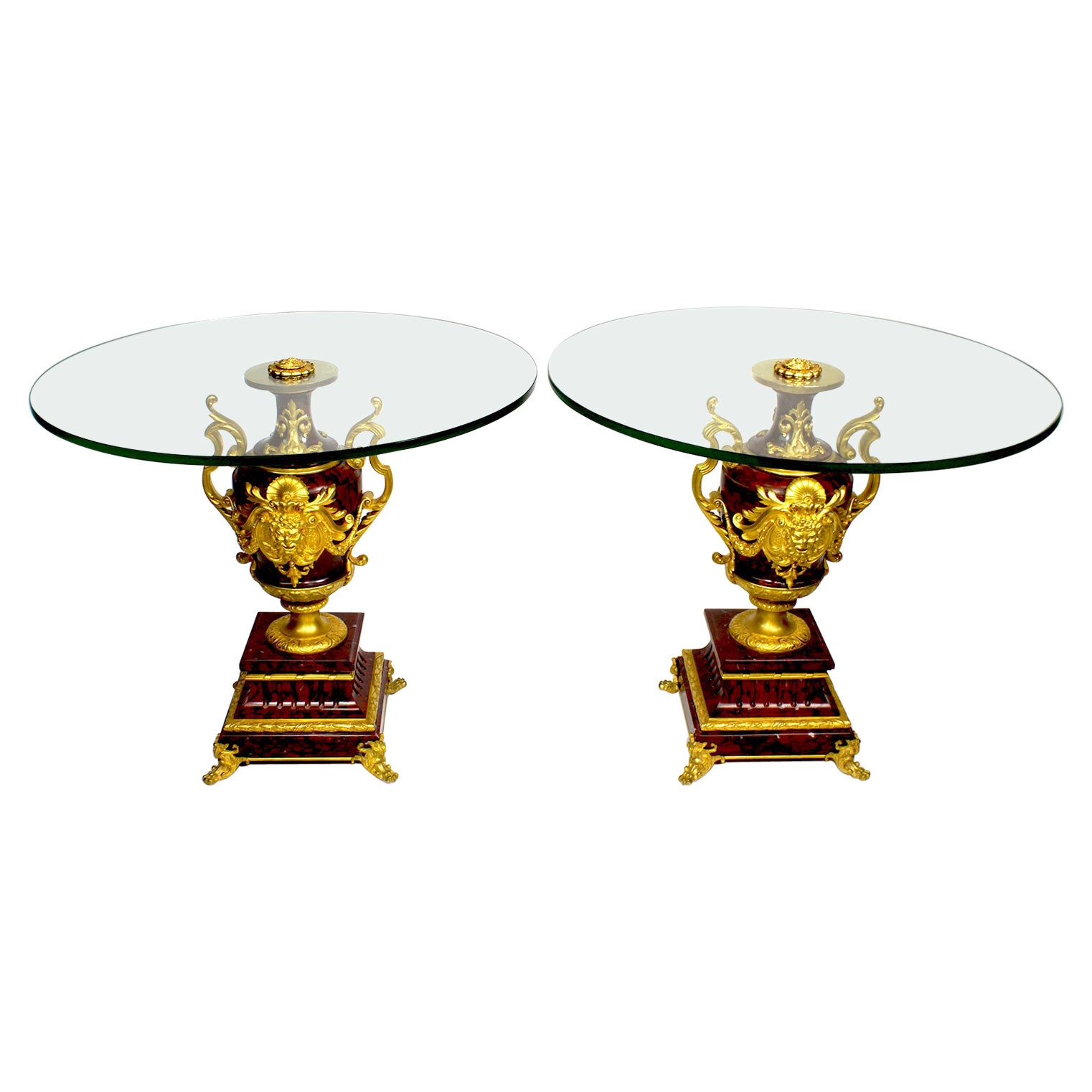 Ferdinand Barbedienne Pair of Marble & Ormolu Urn Low Tables