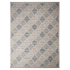 Rug & Kilim - Tappeto Kilim in lana grigio-argento e blu di ispirazione scandinava