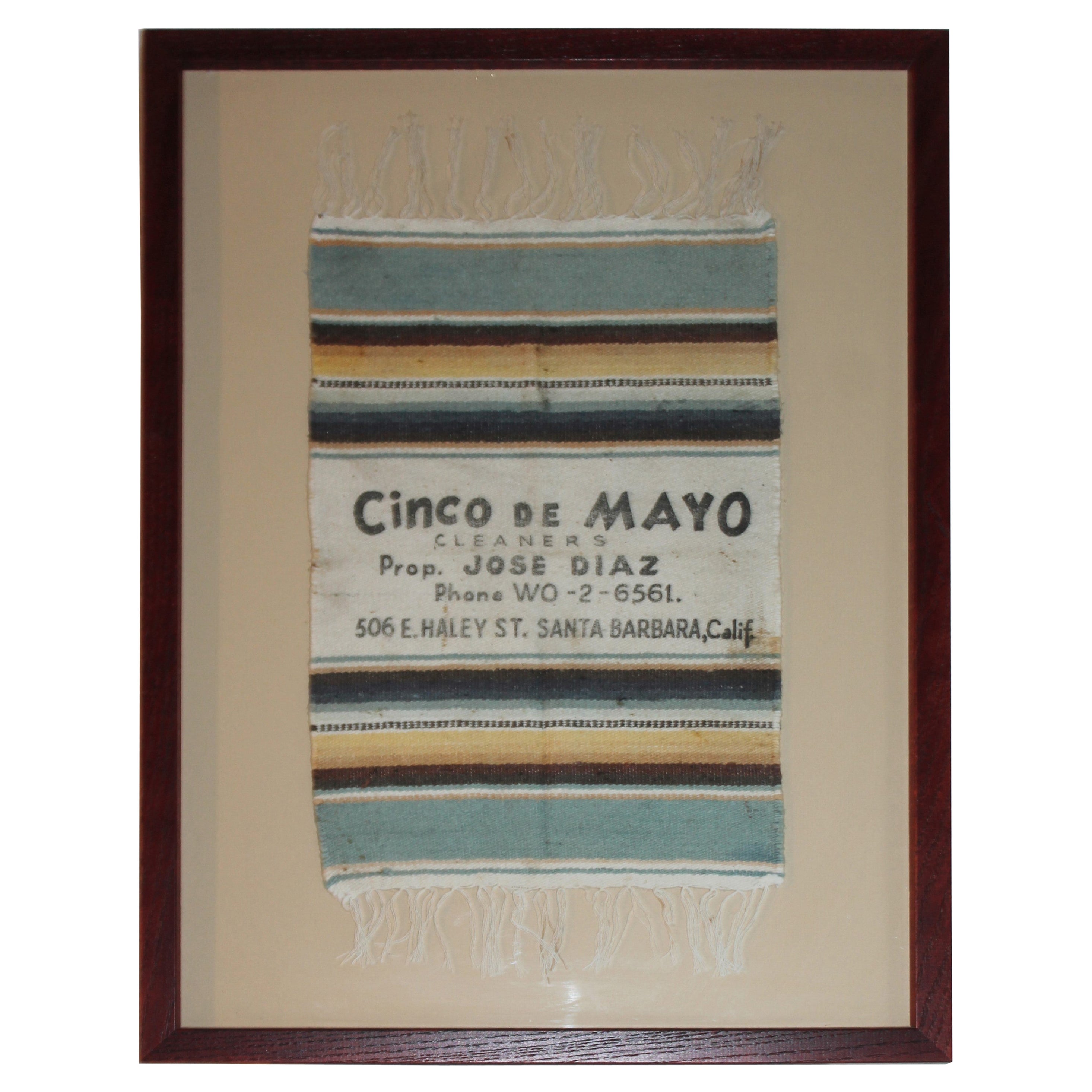 Cinco De Mayo, Framed Mexican Serape, Santa Barbara, Calif For Sale