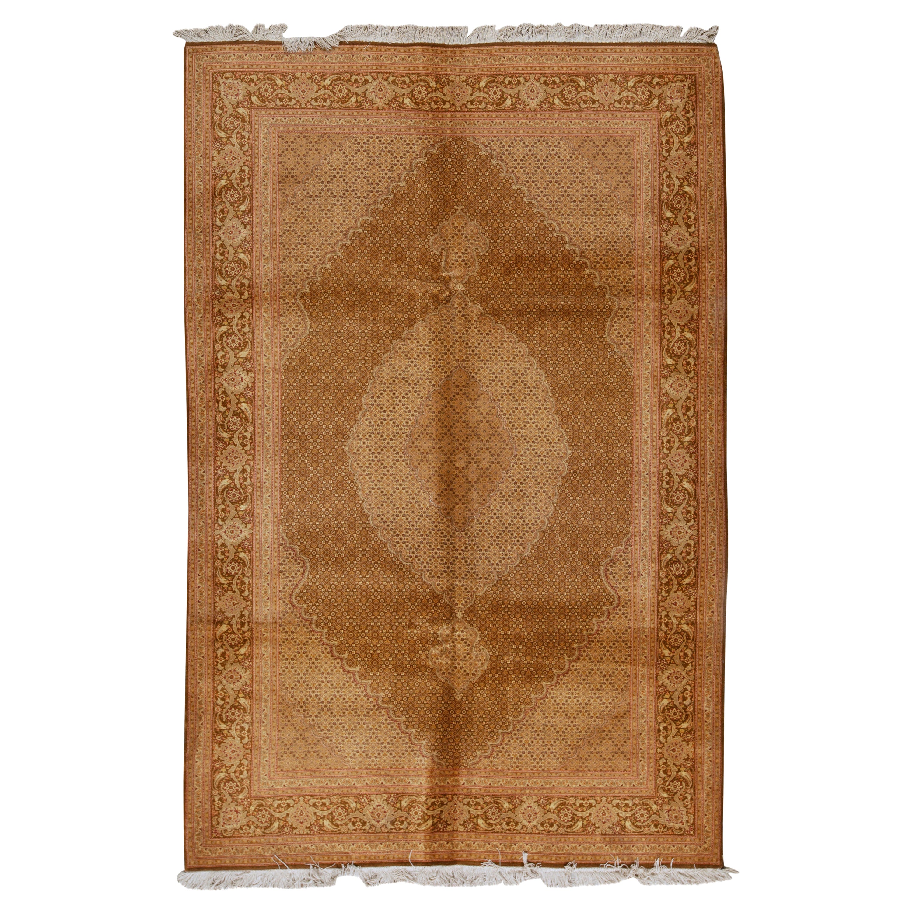 Antique Persian Fine Traditional Handwoven Luxury Wool Brown / Beige Rug For Sale
