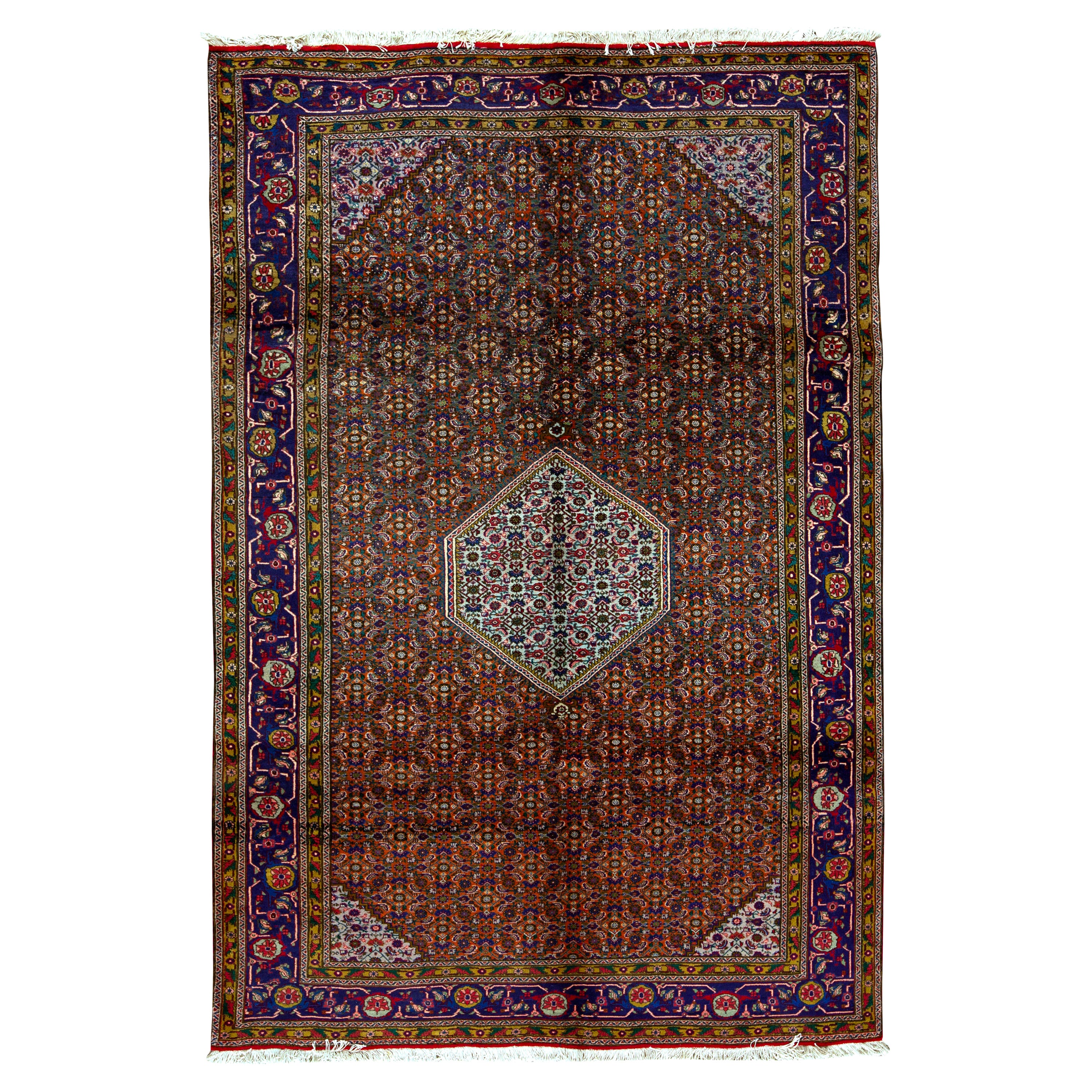 Antique Persian Fine Traditional Handwoven Luxury Wool Multi Rug For Sale