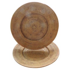 Set of '6' Large Deep Dish Rattan Woven Plate Chargers