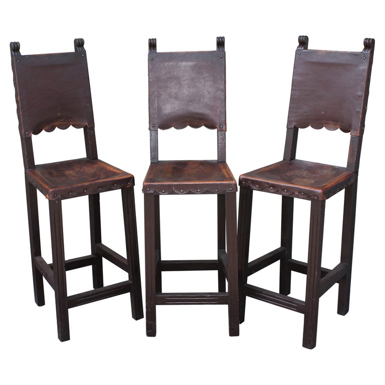 Spanish Style Bar Stools with Leather Seats 3 at 1stDibs spanish bar
