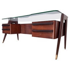 Vintage Italian Midcentury Rosewood Executive Desk by Vittorio Dassi, 1950s