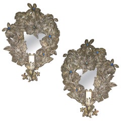 Paar antike italienische Perlen-Wandleuchter