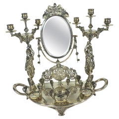 Rare American Silvered Bronze Vanity Toilet Set by Meriden, circa 1870