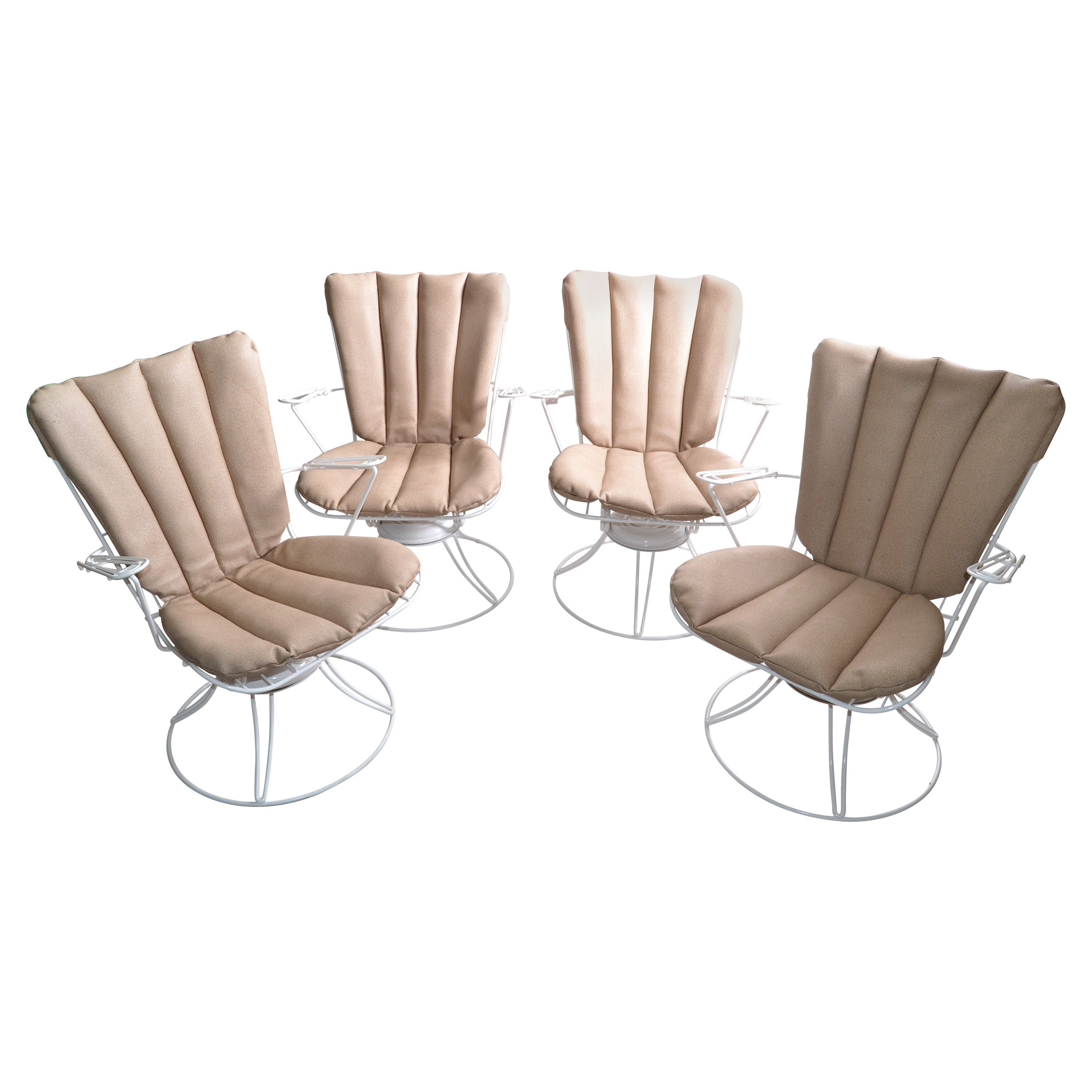Homecrest Vintage Mid-Century Modern Metal Patio Swivel Lounge Chairs, Set of 4