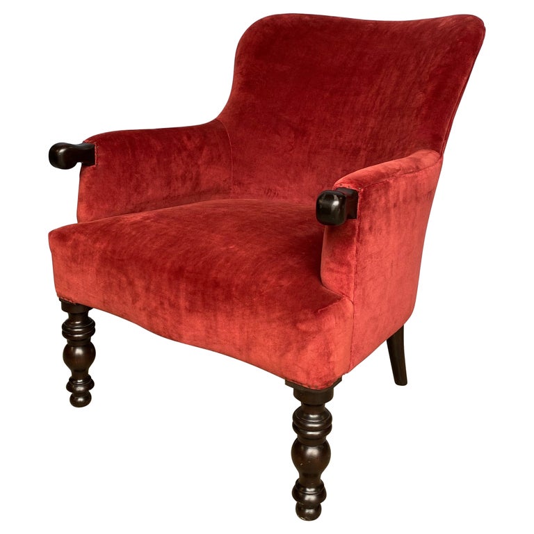 Fauteuil Velours Rouge - Bon état, Confortable, Dimensions 82x76 Cm